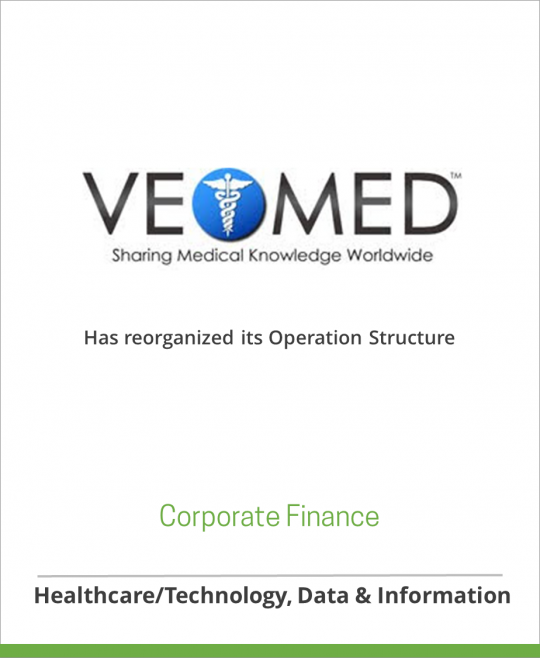 VeoMed LLC has reorganized its Operating Structure in preparation for a Series A financing